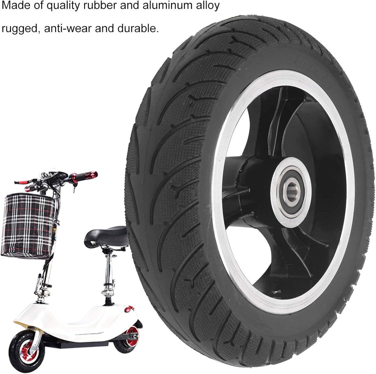 8in Front Solid Non-Pneumatic Tire with Hub, Pack of 2 T2769