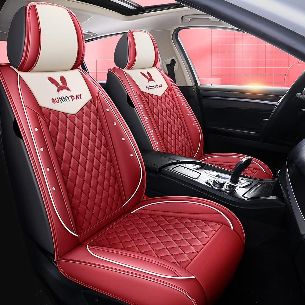 Black PU Leather 5 Seats Full Set Car Seat Covers H628537
