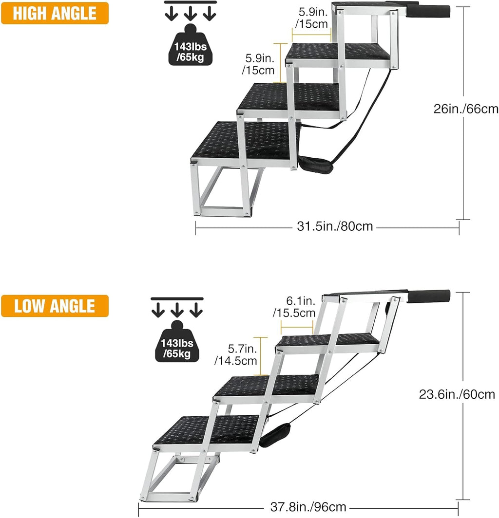 Foldable Aluminum 4 Steps Dog Stairs Pack of 2 M254461