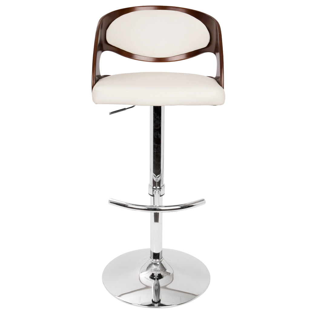 Cherry and White Faux Leather Adjustable Swivel Barstool P1956