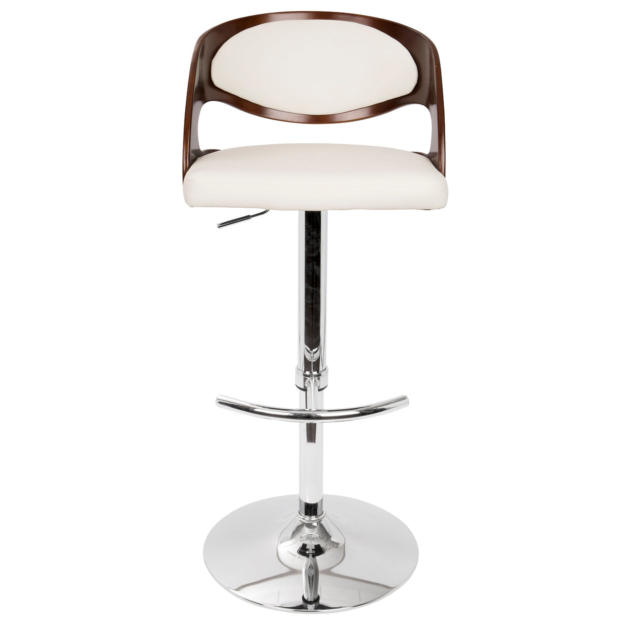 Cherry and White Faux Leather Adjustable Swivel Barstool P1956