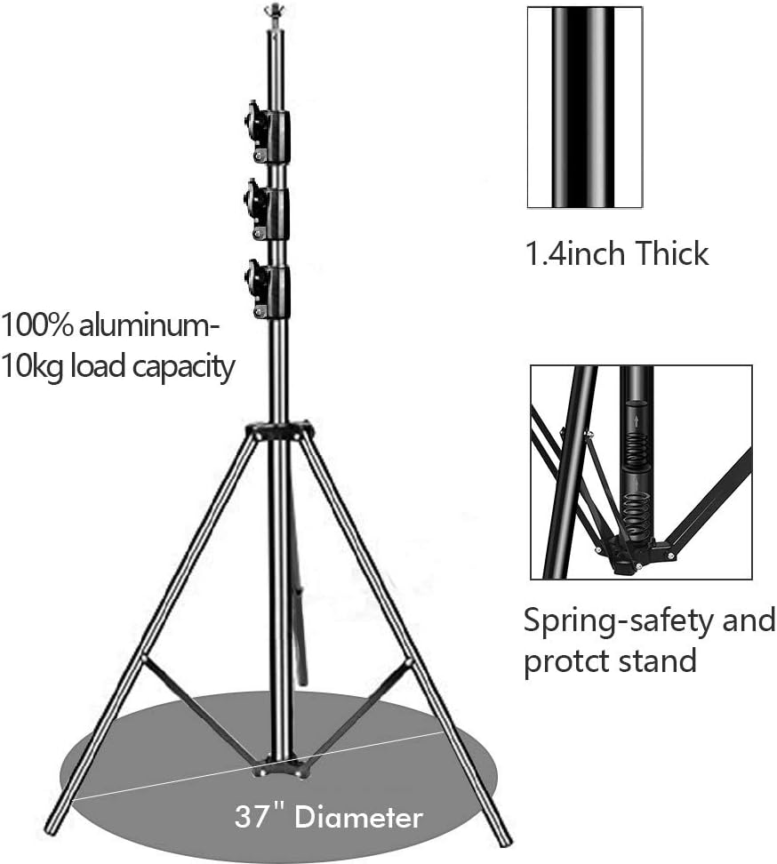 10 x 10Ft Heavy Duty Adjustable Muslin Backdrop Stand Kit with Carrying Bag, 4 Pcs Spring Clamps G637