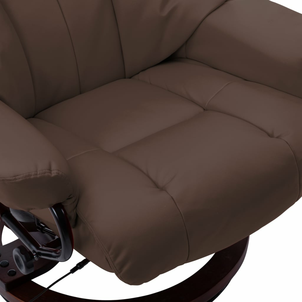 Brown Faux Leather Massage Recliner with Ottoman Z935