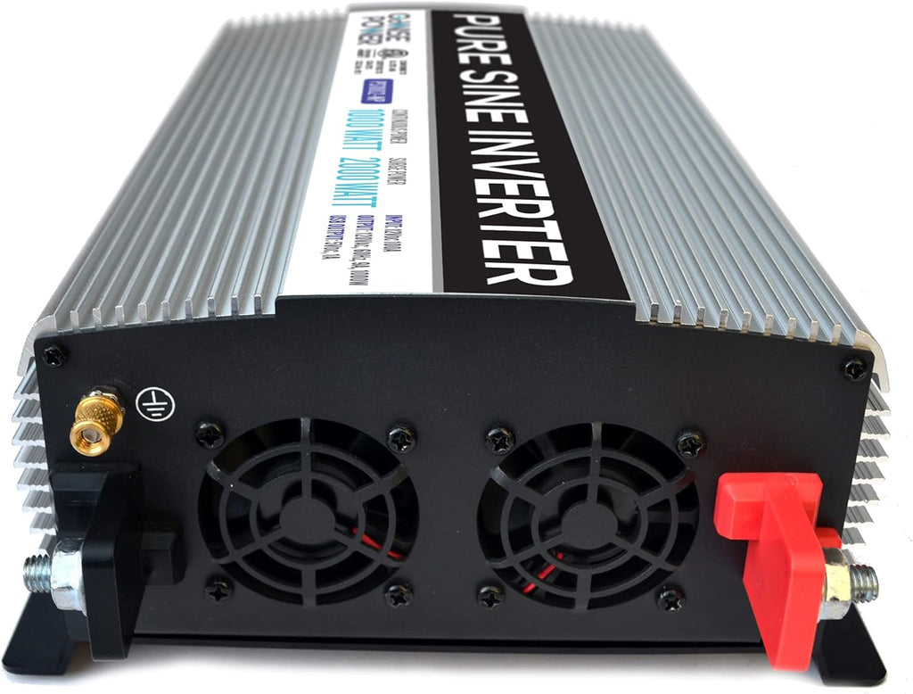 1000W Pure Sine Wave Inverter 12V DC to 120V AC with 2 AC Outlets and Remote Switch V586266