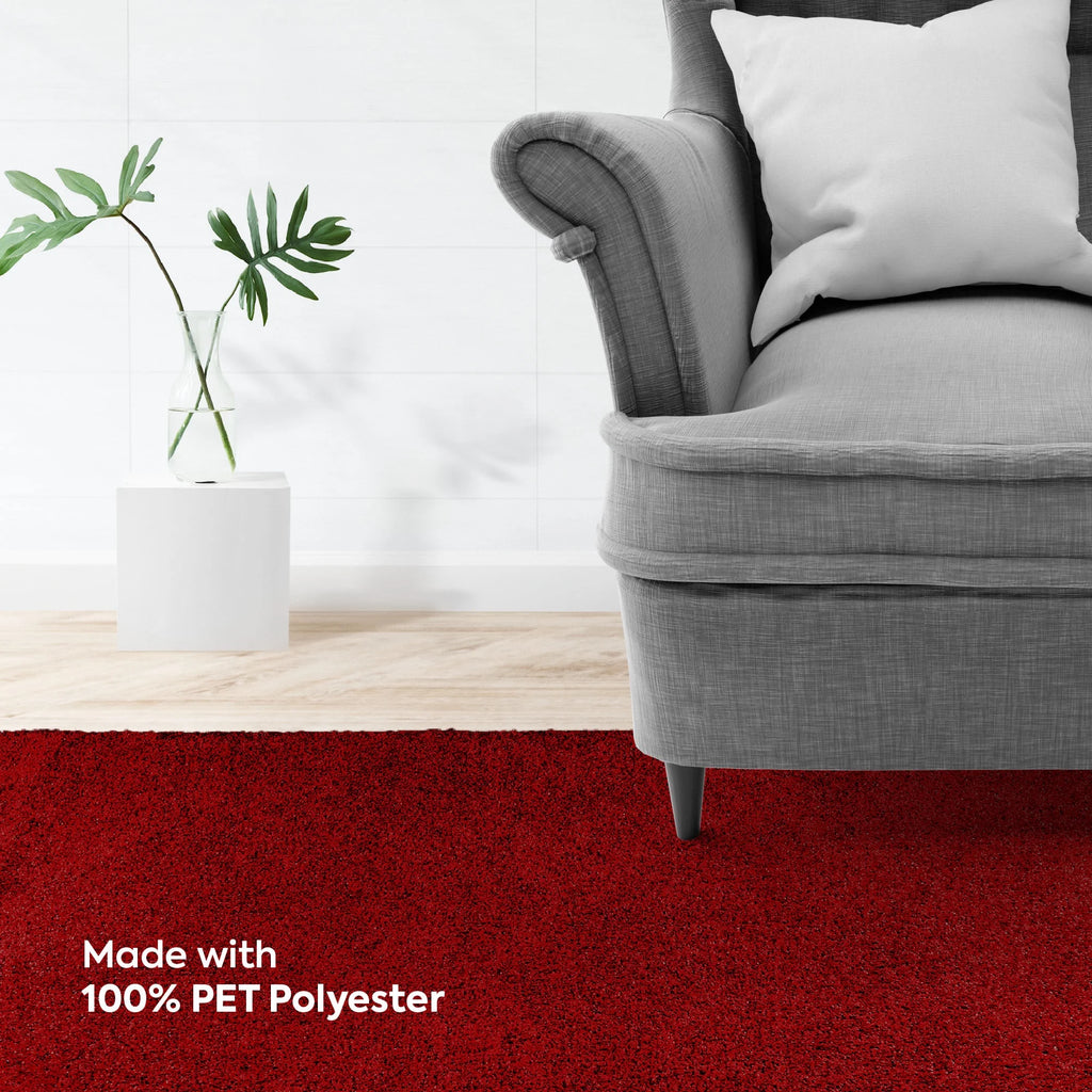 Red Plush Solid Color Runner Rug I620231
