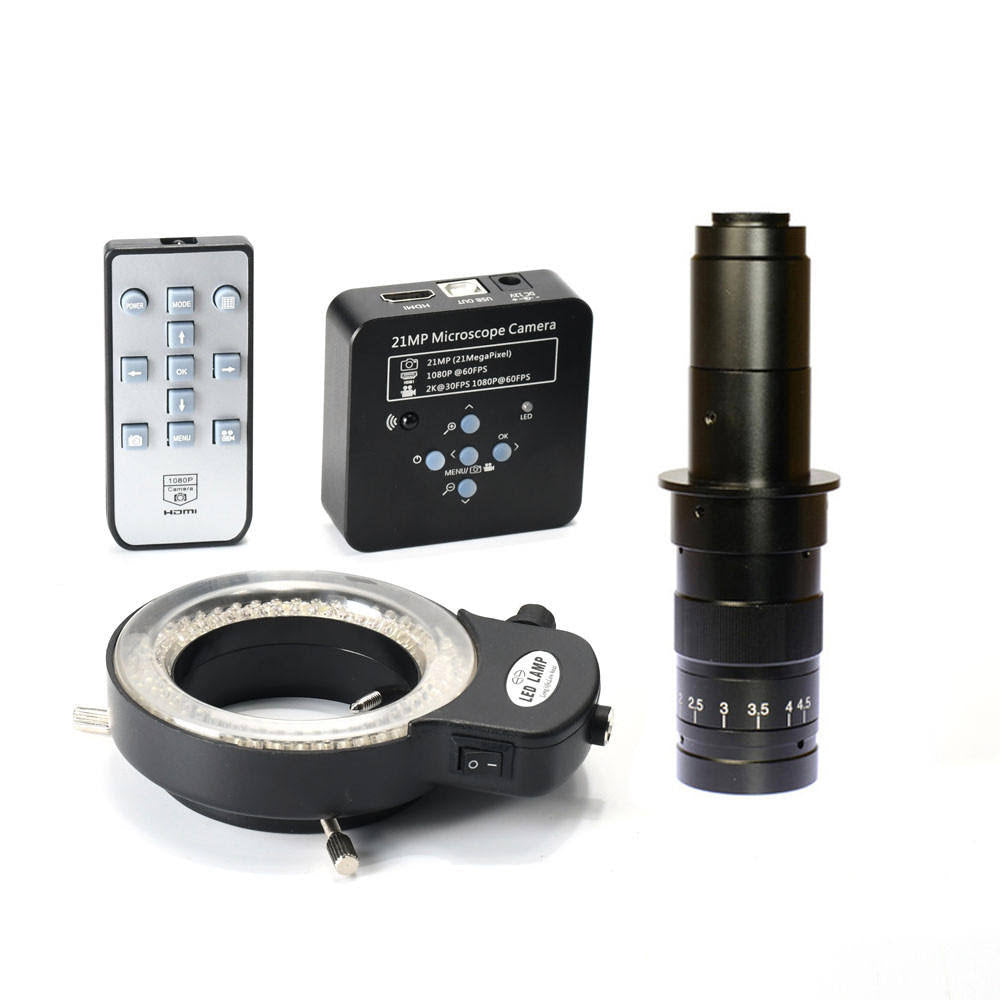 1080p 60fps 2K 21MP 100x 180X 300x C-Mount Lens HDMI USB Industrial Digital Video Microscope Camera O517
