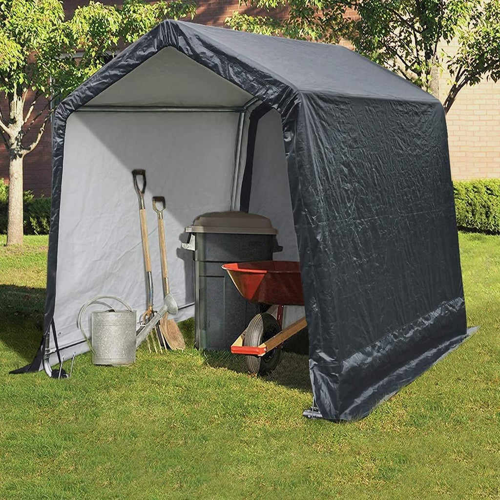 Gray 6x6 ft Portable Garage Shelter Outdoor Storage Shed Car Canopy Carport O869