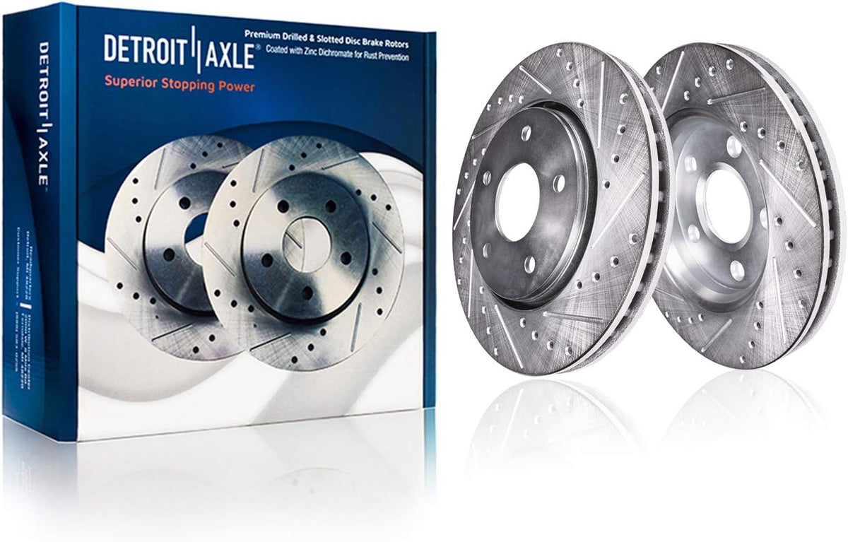 Front Drilled & Slotted Brake Kit Rotors & Ceramic Pads with Hardware & Cleaner for Ford Escape O781