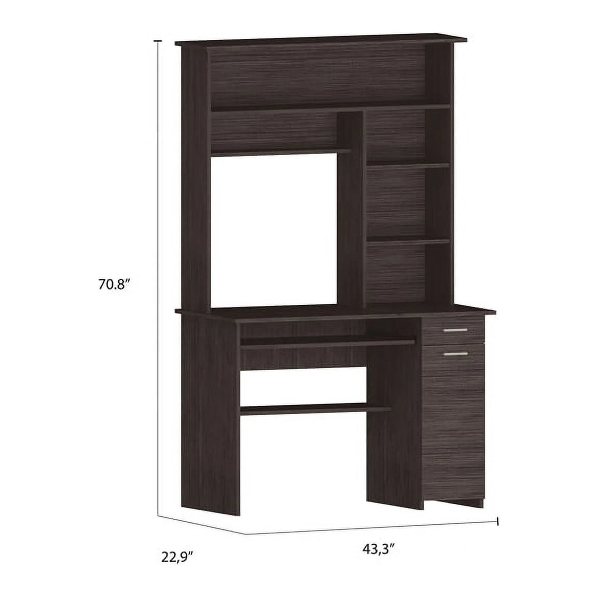 Gray Engineered Wood Hutch Desk C12484