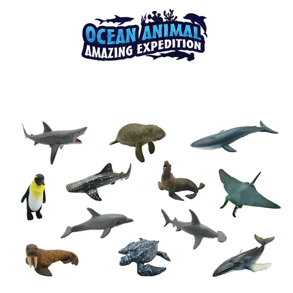 12PCS Plastic Marine Animals Puzzle Toy Figures U4564