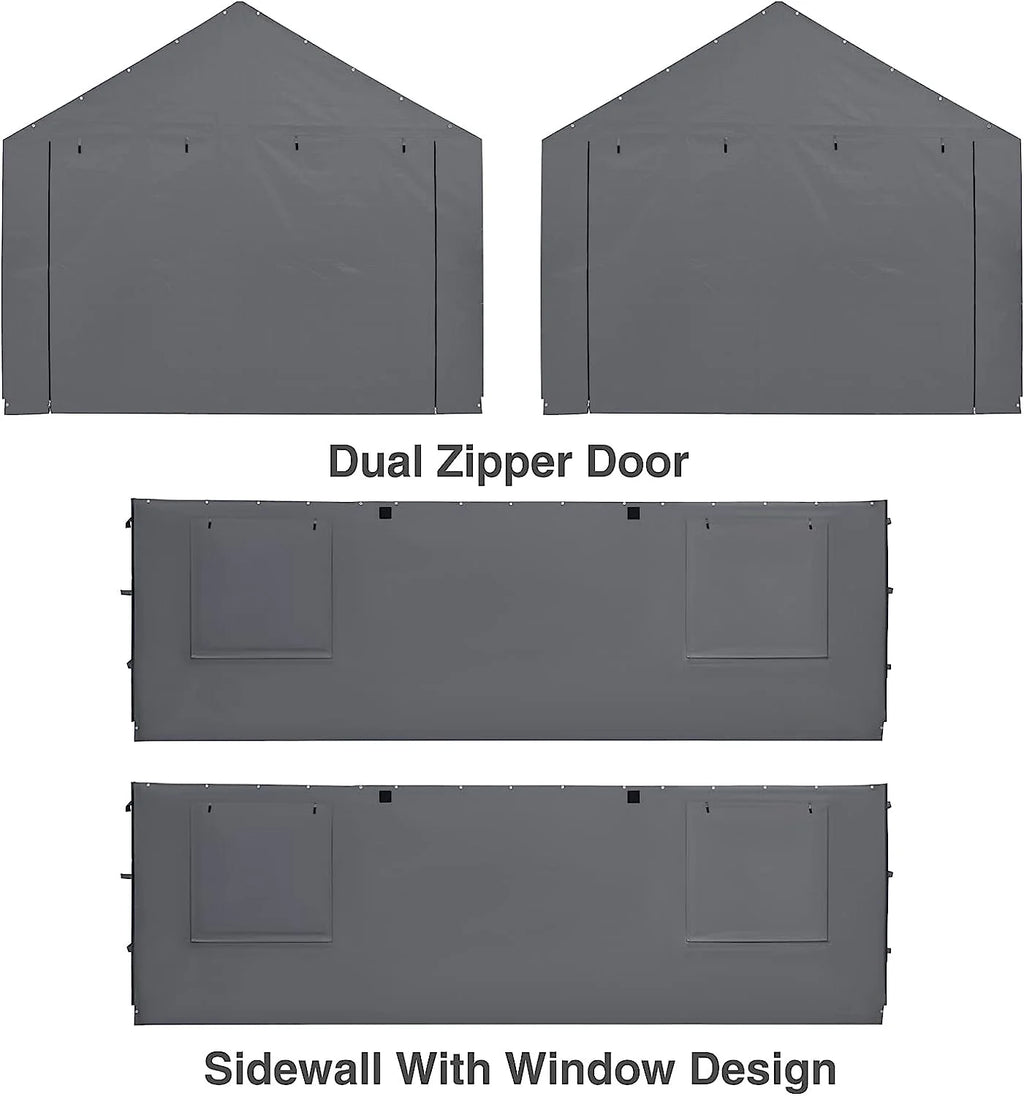 Gray 180G Waterproof UV Protected Replacement Sidewall for 12' x 20' Carport Frame C75708