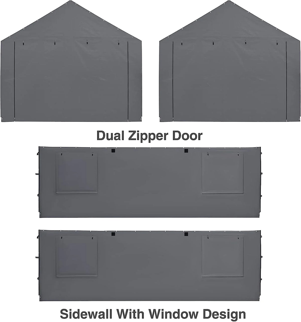 Gray 180G Waterproof UV Protected Replacement Sidewall for 12' x 20' Carport Frame C75708