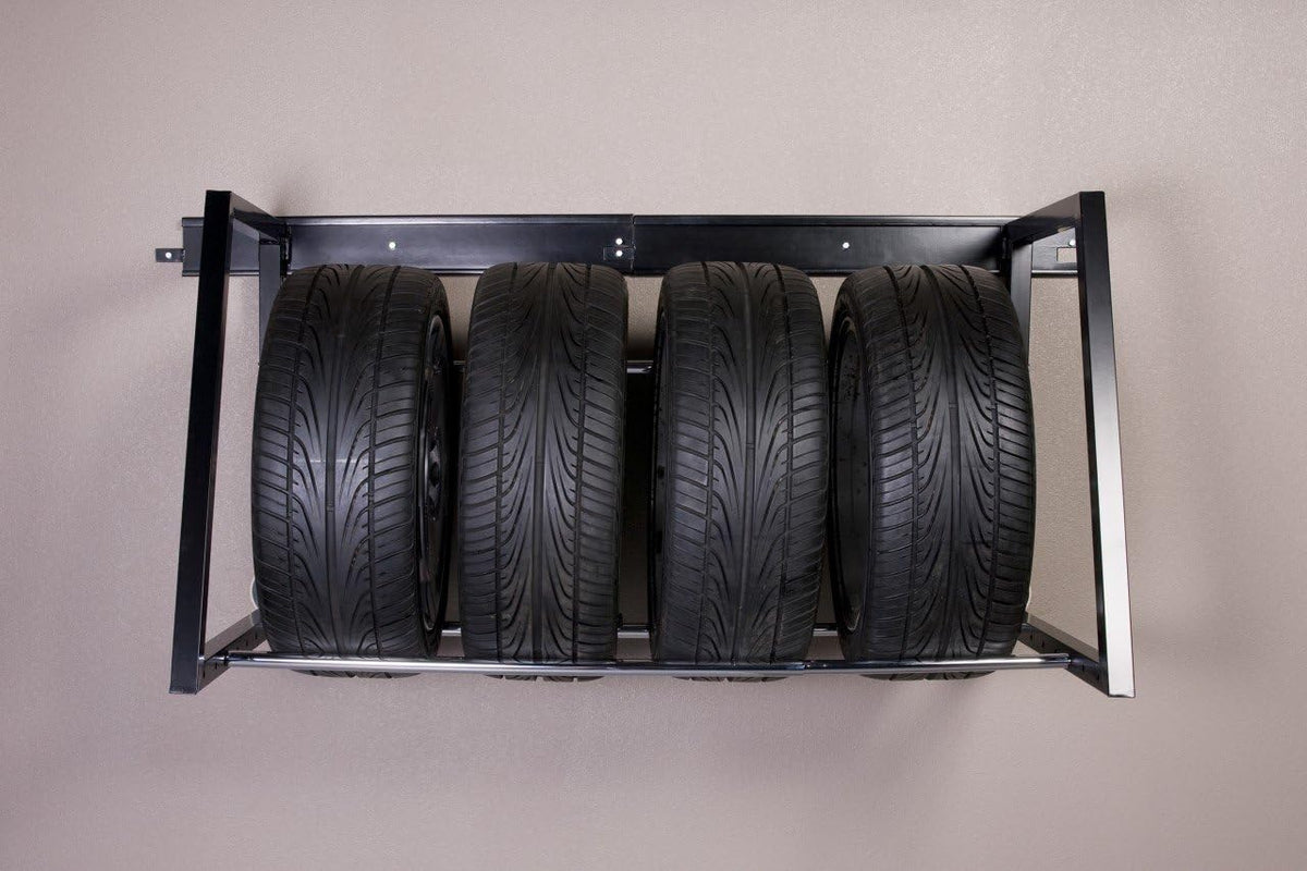 Heavy Duty Adjustable Garage Wall Tire Rack Storage, Black R53699
