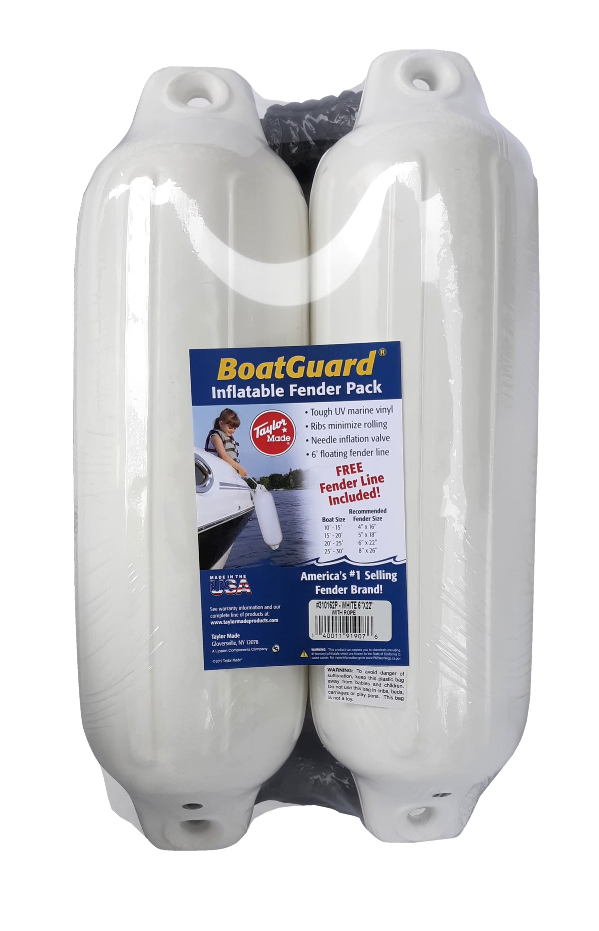 2 Pack Boat Fenders with Fender Line V5566