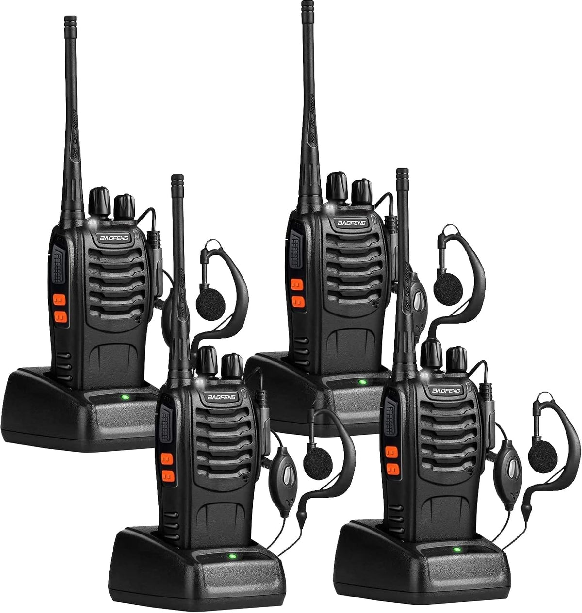 UHF Handheld Rechargeable Walkie Talkies Pack of 2 with Earpiece W841907