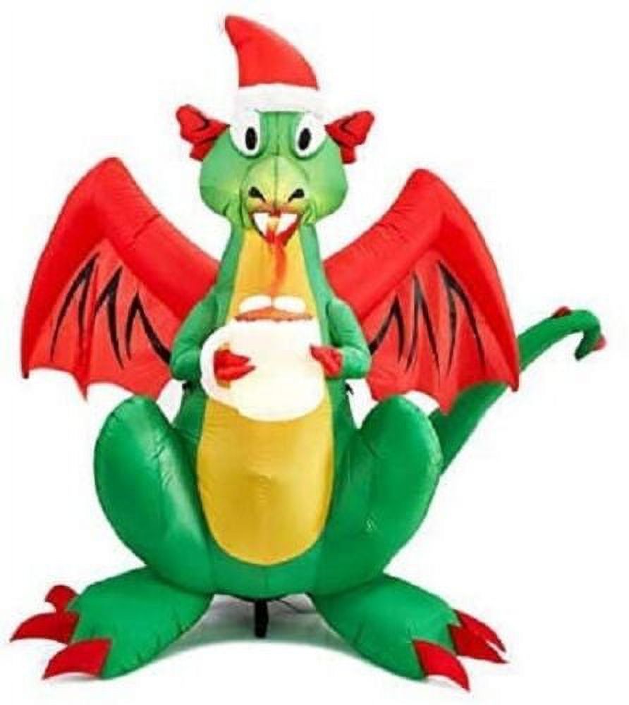 6 Ft Airblown Inflatable Christmas Dragon with Santa Hat K433654
