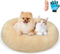 Navy Grey Faux Fur Donut Pet Bed J436