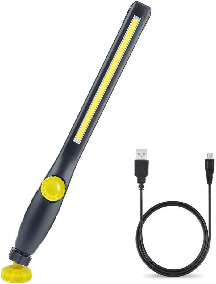 Yellow Rechargeable COB LED Work Light with Magnetic Plate and Hook W767