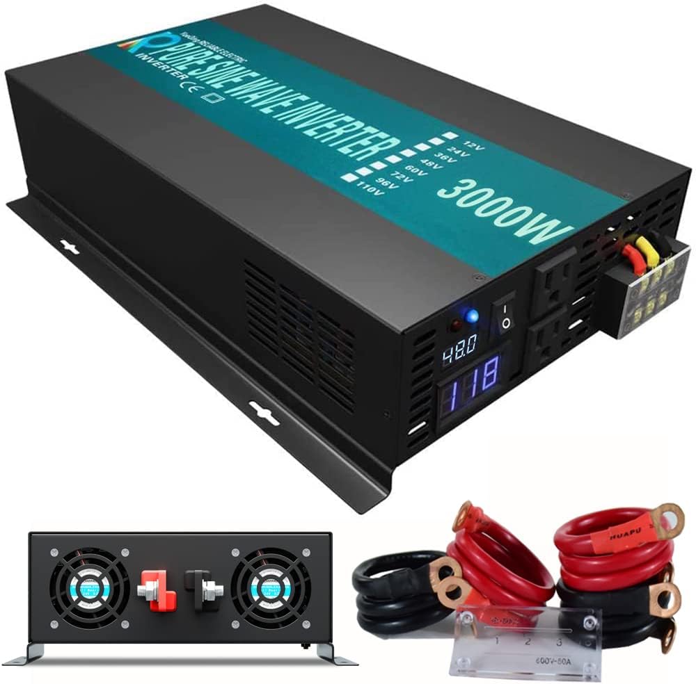3000W 48V 120V Pure Sine Wave Power Inverter with 2 AC Outlets L394247