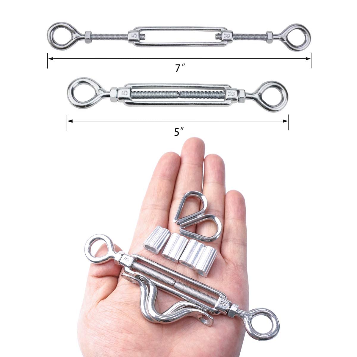 1/8 Cable Railing Kit with 200ft Wire Rope and M5 Turnbuckles R5844
