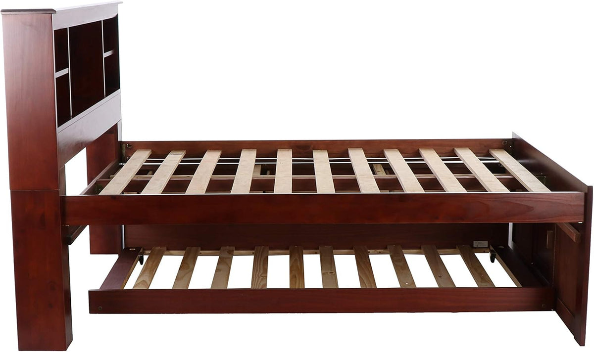 Merlot Bookcase Bed with 3 Drawers & Trundle C3705