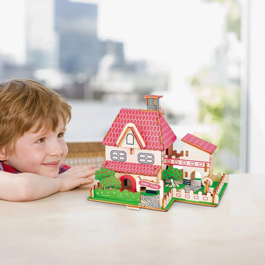 45Pcs 3D Wooden Puzzles DIY Building Model Toys E165252