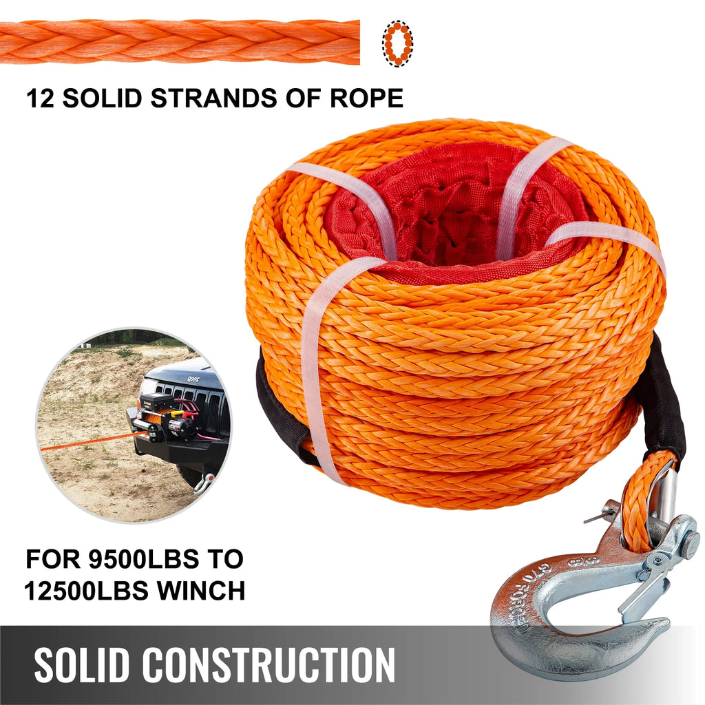 Synthetic Winch Rope Cable 3/8inch 100ft 18740lb L906