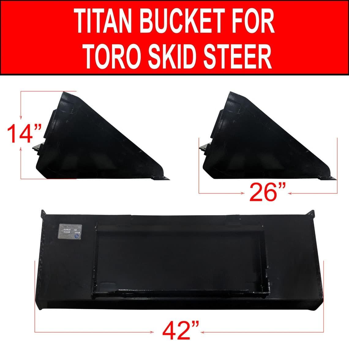 Mini Skid Steer Bucket 42" Quick Tach Powder Coated N4717