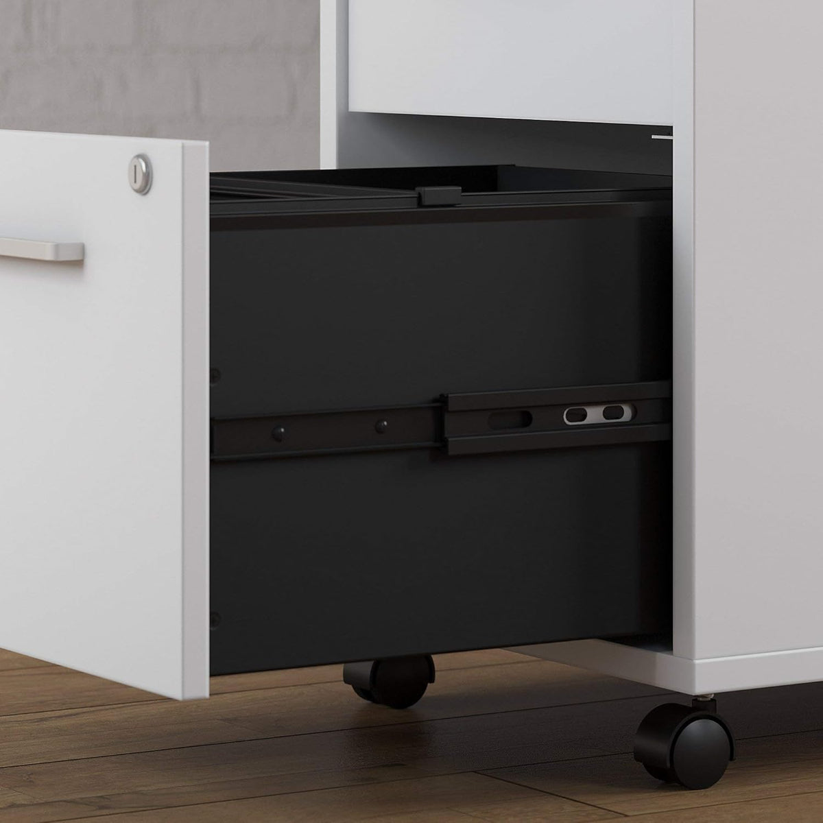 White 3 Drawer Mobile File Cabinet U56884