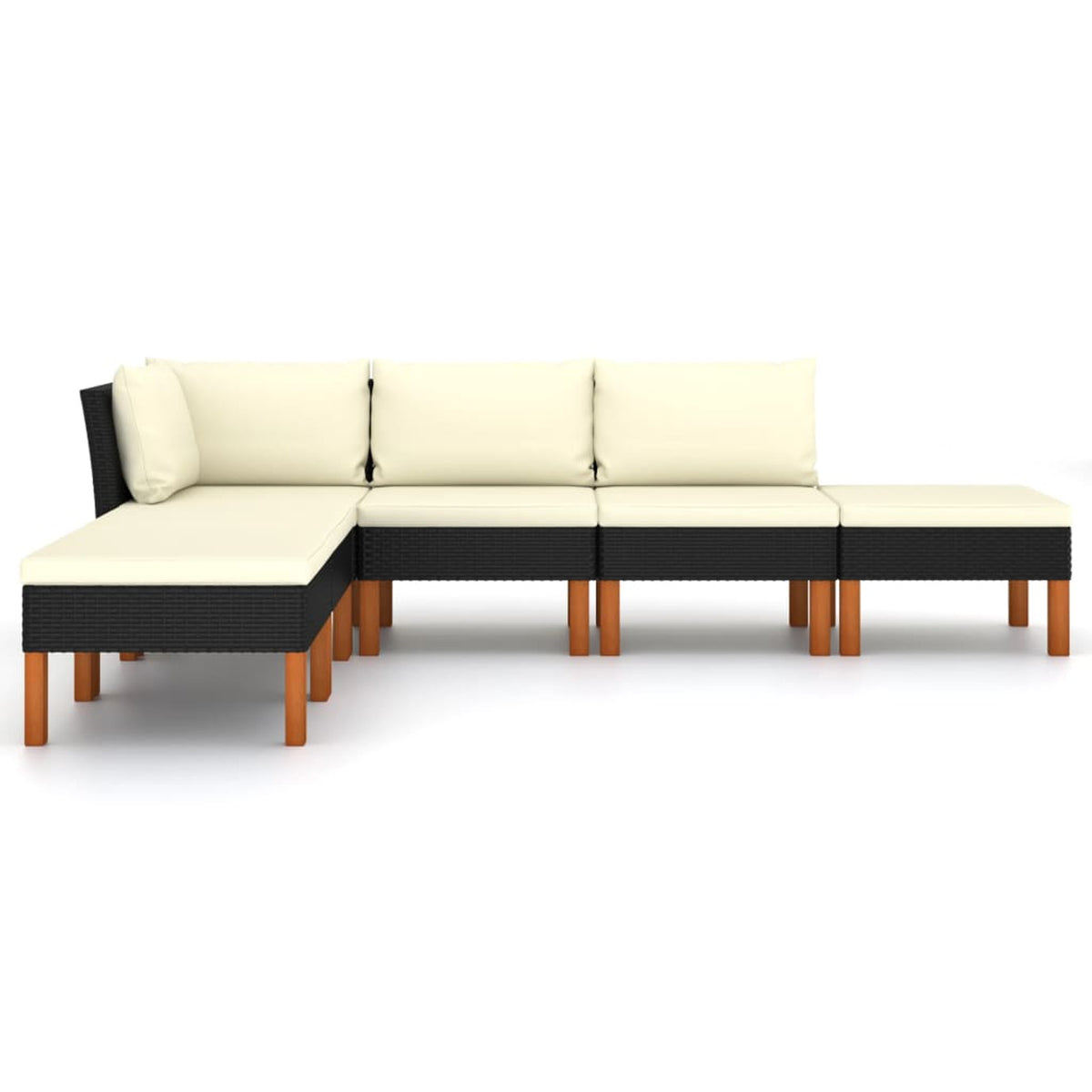 Black Poly Rattan 6 Piece Patio Set with Cushions V18919