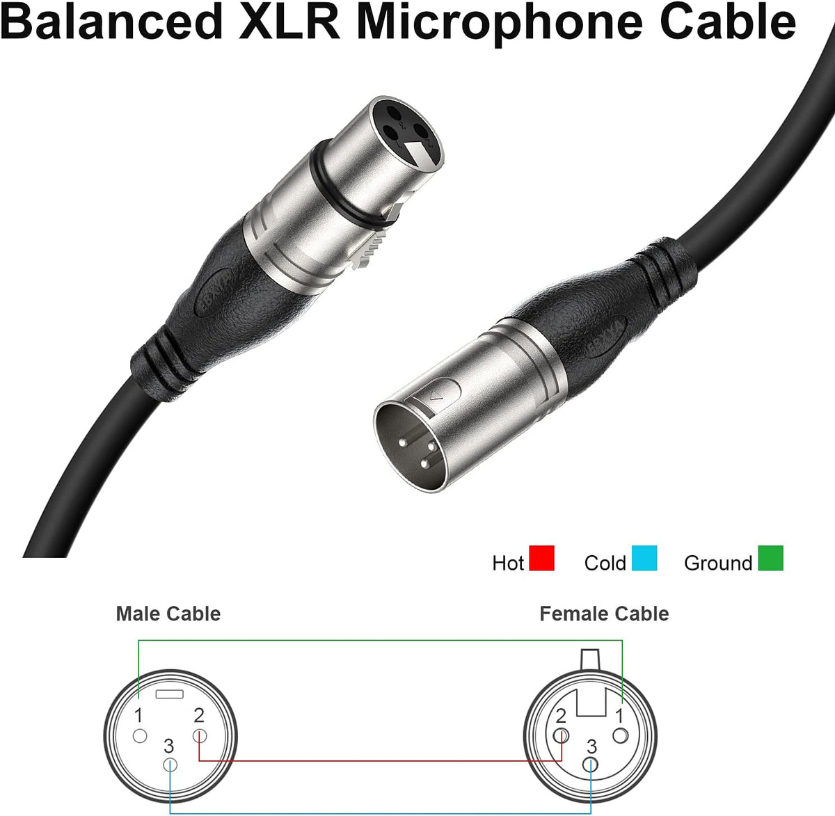 100 Ft XLR Microphone Cable, Black H451322