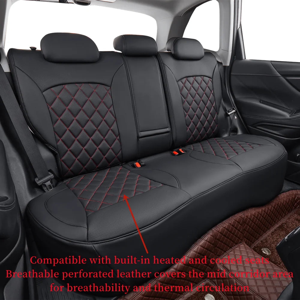Black/Red Leatherette Full Set Car Seat Covers X4581