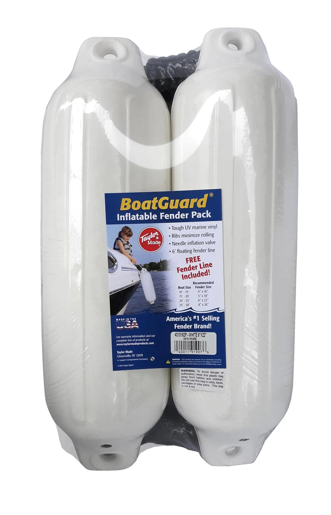 2 Pack Boat Fenders with Fender Line V5566