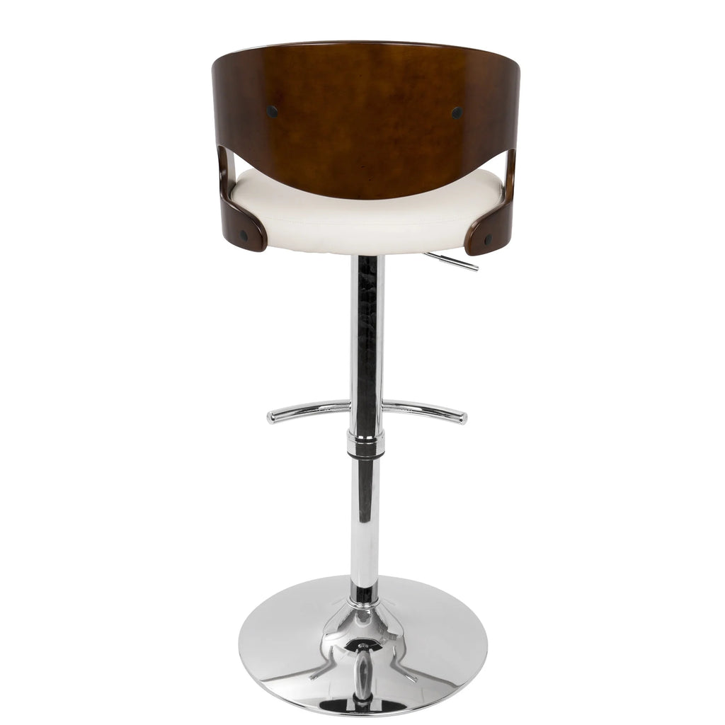 Cherry and White Faux Leather Adjustable Swivel Barstool P1956