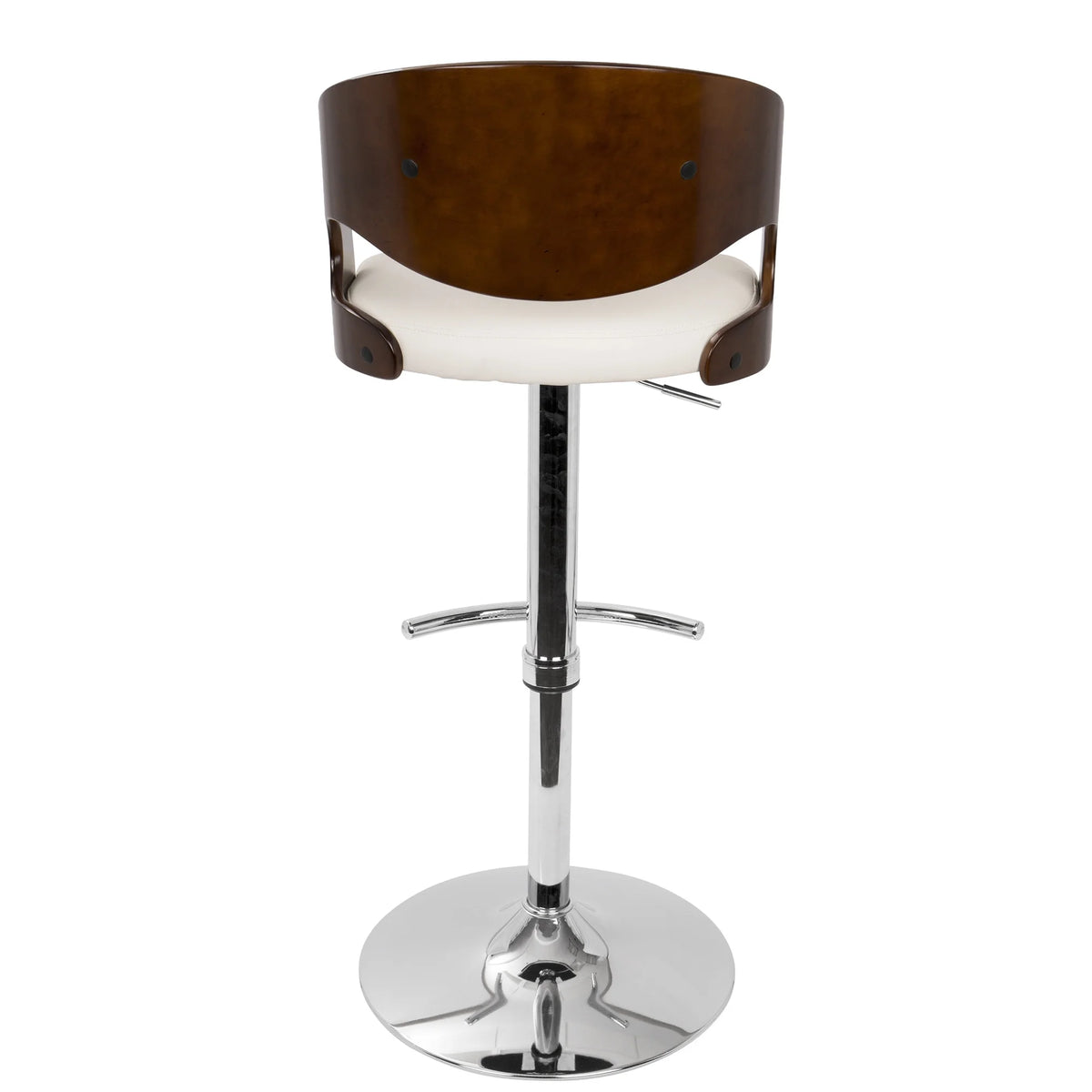 Cherry and White Faux Leather Adjustable Swivel Barstool P1956