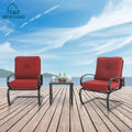 Black & Red 3-Piece Outdoor Patio Set with 2 Rocking Chairs and Bistro Table G411815