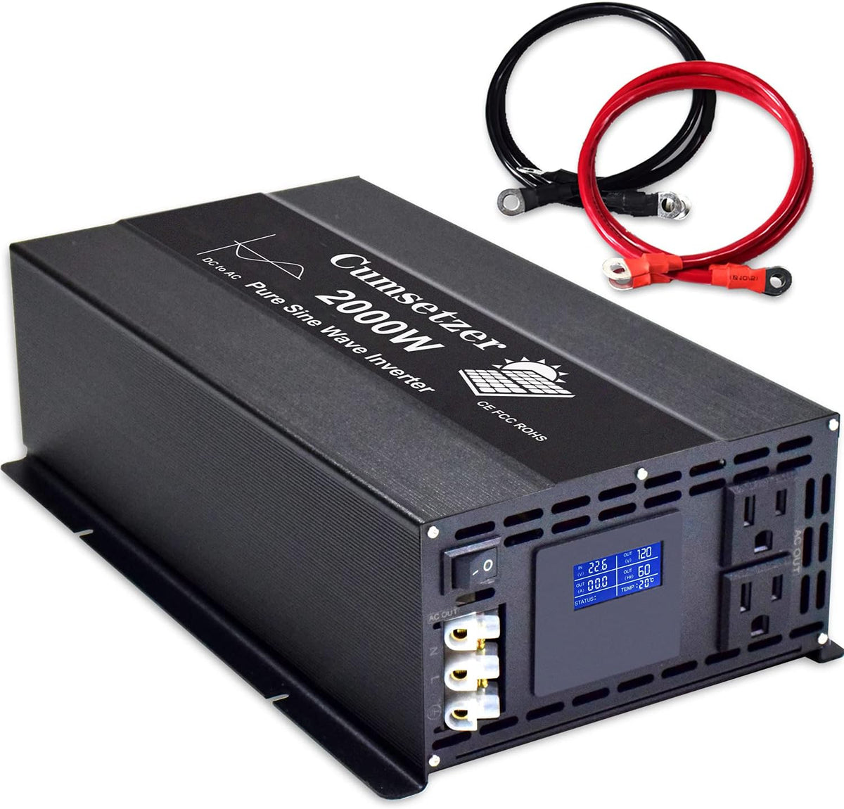 3000w 24v Pure Sine Wave Power Inverter with Dual US Outlet and LCD Display H50699