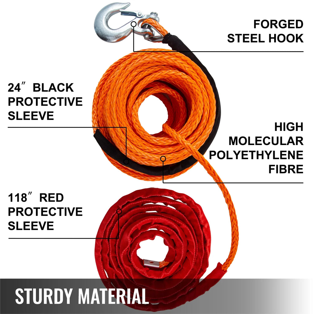 Synthetic Winch Rope Cable 3/8inch 100ft 18740lb L906