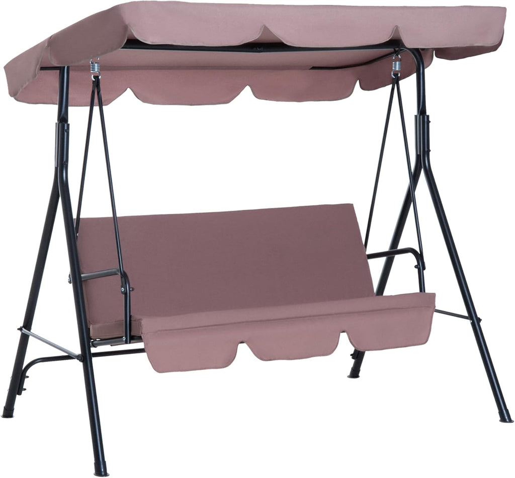 Black 3-Person Porch Swing with Canopy and Stand D6078