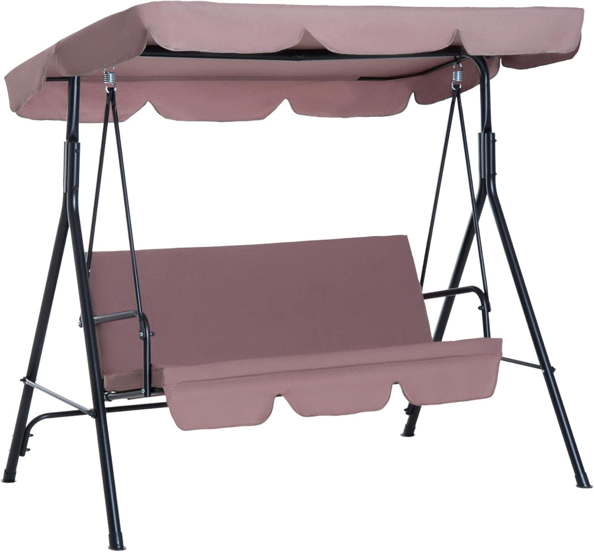 Black 3-Person Porch Swing with Canopy and Stand D6078