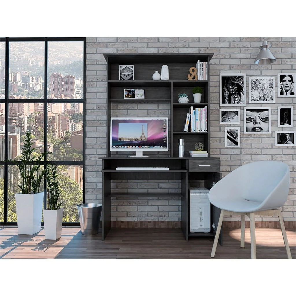 Gray Engineered Wood Hutch Desk C12484