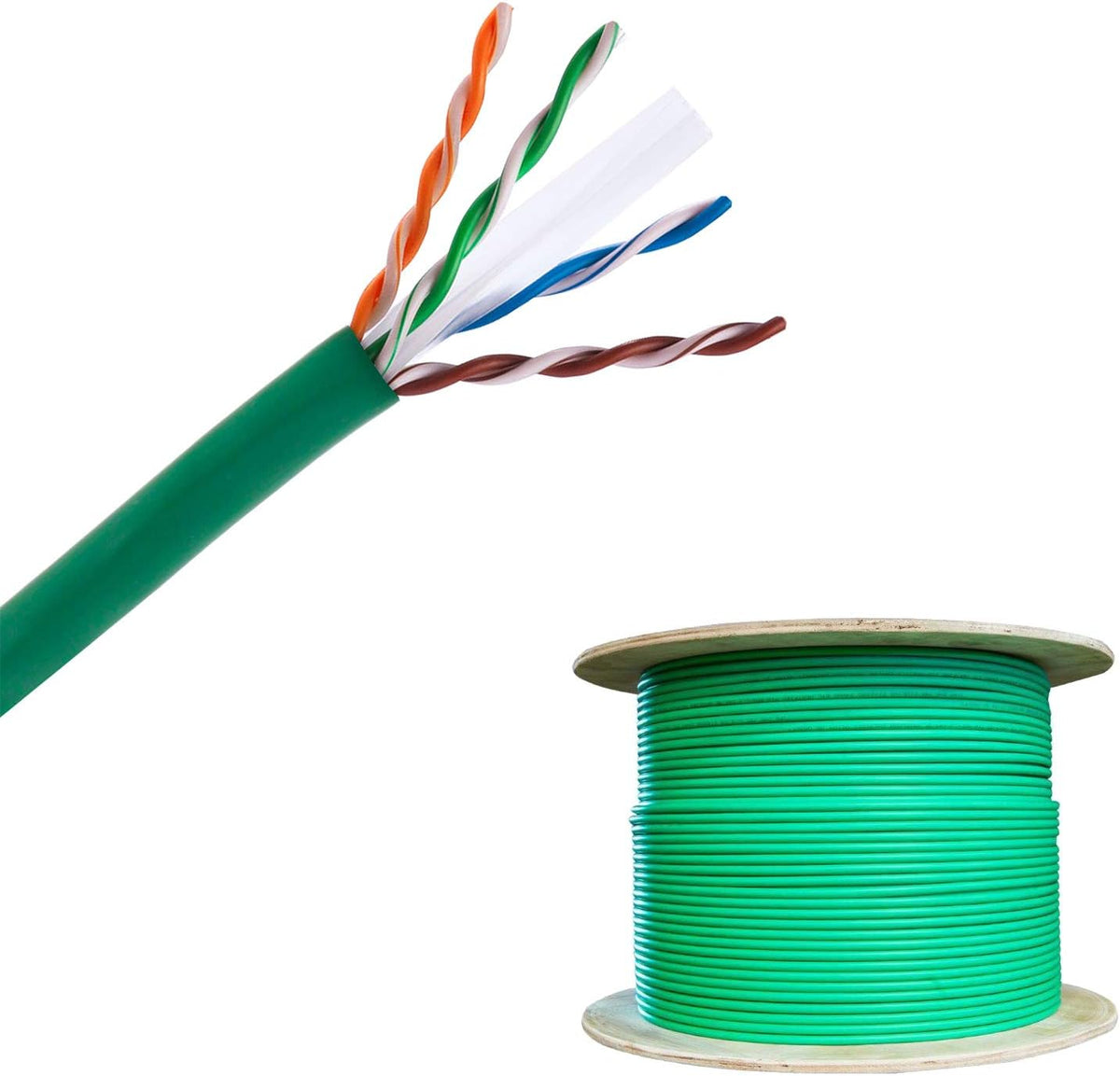 White Cat6 1000 ft Bulk Ethernet Cable, Bare Solid Copper UTP, 23 AWG W717052