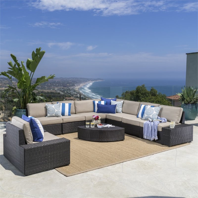 9 Piece Outdoor Wicker Sectional Sofa Set F50204