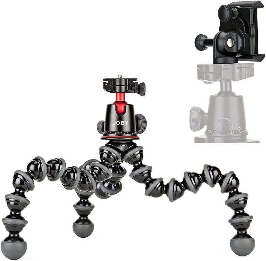Compact Flexible Tripod 1K Stand with Locking Phone Mount, Black, Pack of 2 J5661