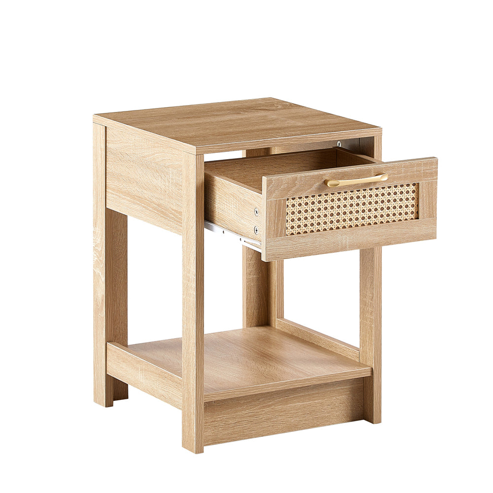 Rattan Nightstand with Drawer and Shelf C2527
