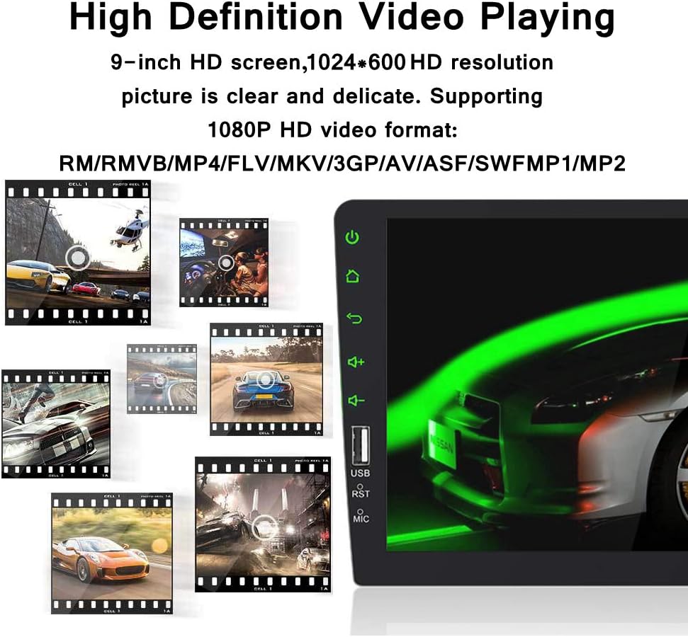 9 Inch Single Din Car Stereo Touch Screen with Mirror Link Backup Camera Bluetooth FM Radio AUX/USB/TF MP3/MP4/MP5 Player T99324