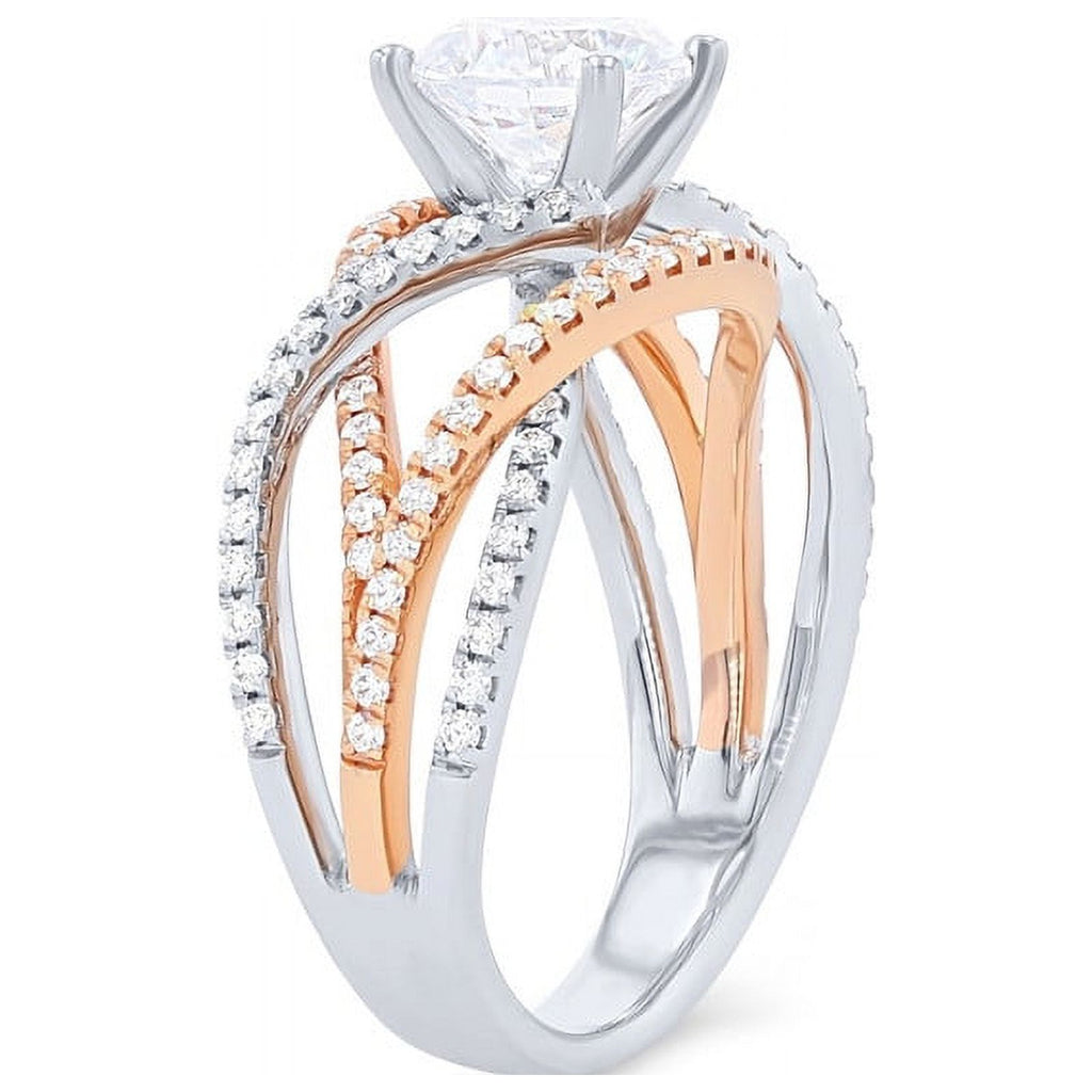 14K White Gold Solitaire Ring with Accents L216606