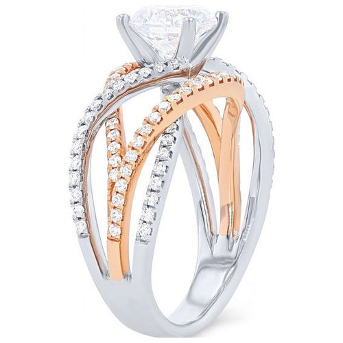 14K White Gold Solitaire Ring with Accents L216606