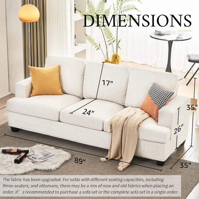 Beige Chenille 3 Seater Sofa M942290