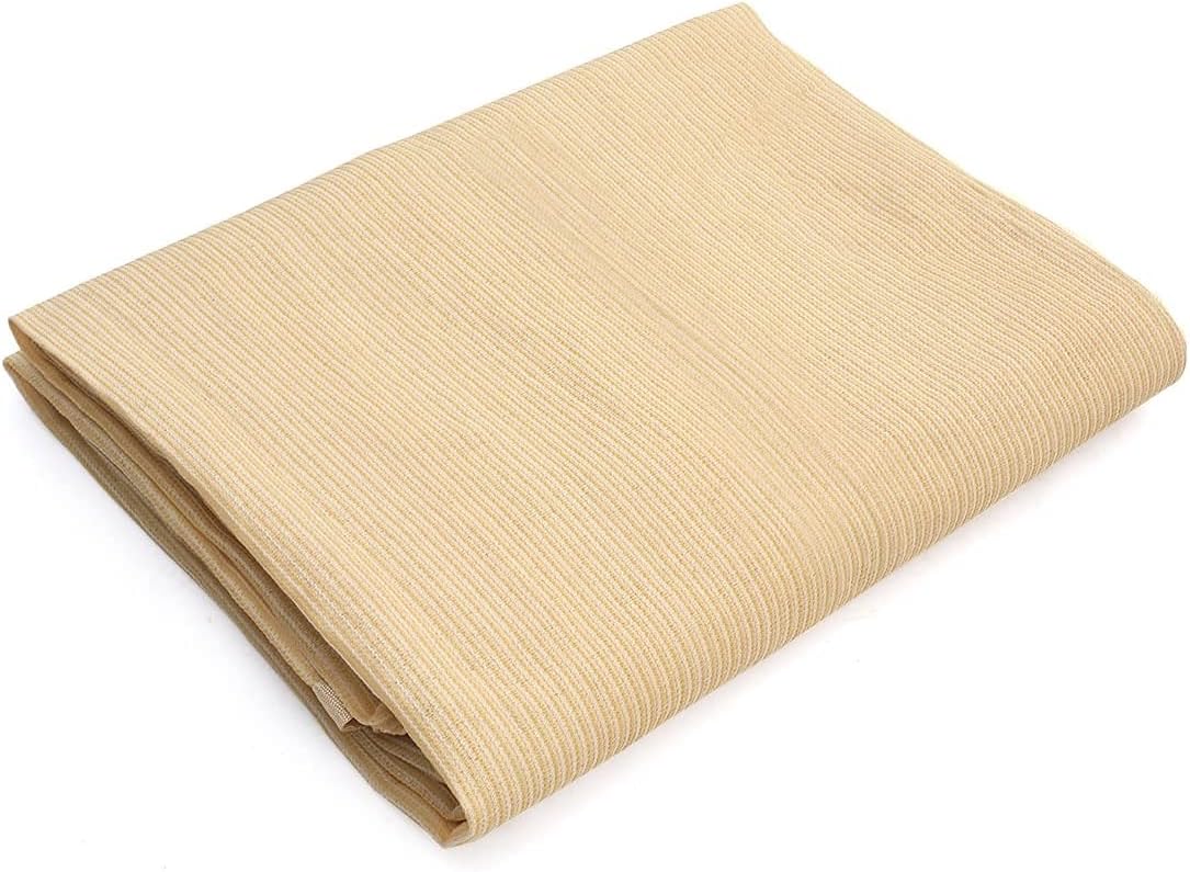 90% Shade Fabric Sun Shade Cloth Taped Edge with Grommets 12’ x 20’, Wheat J63702
